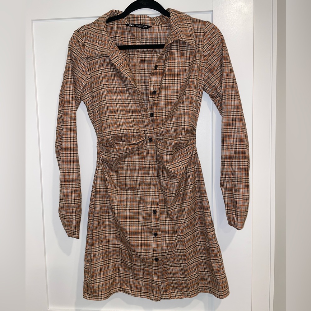 Zara Plaid Button Up Dress